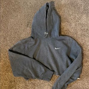 Gray Nike cropped hoodie